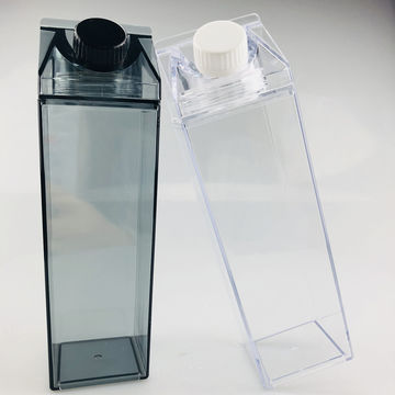 500ml/1000ml Milk Bottle Transparent Food-Grade PS Juice Bottle Leakproof Milk  Carton Shaped Beverage Container for Travel