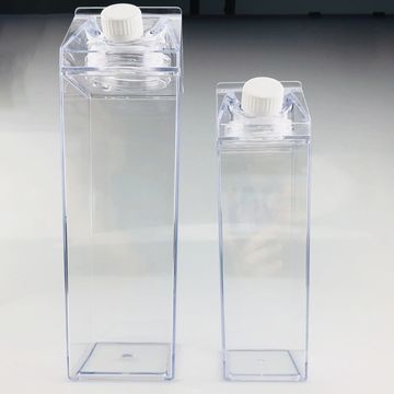 Reusable Clear Water Bottle Milk Box Carton Shape Plastic Drink