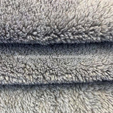 Dark Grey Sherpa Fleece Knitted Fabric Super Soft Texture shearling effect  per M