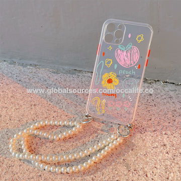  Luxury Crossbody Lanyard Necklace Pearl Chain Phone case for  iPhone 11 12 13 14 Pro Max Transparent Soft Cover with Strap,A,for iPhone  11 Pro : Cell Phones & Accessories