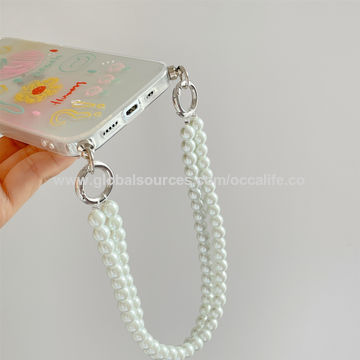  Luxury Crossbody Lanyard Necklace Pearl Chain Phone case for  iPhone 11 12 13 14 Pro Max Transparent Soft Cover with Strap,A,for iPhone  11 Pro : Cell Phones & Accessories