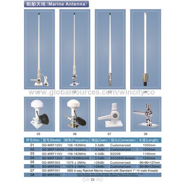 HYS Antenne marine VHF à profil bas 156-163 MHz avec câble