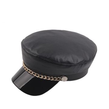 China Brcus Women Yacht Captain Sailor Hat PU Newsboy Cabbie Baker Boy ...