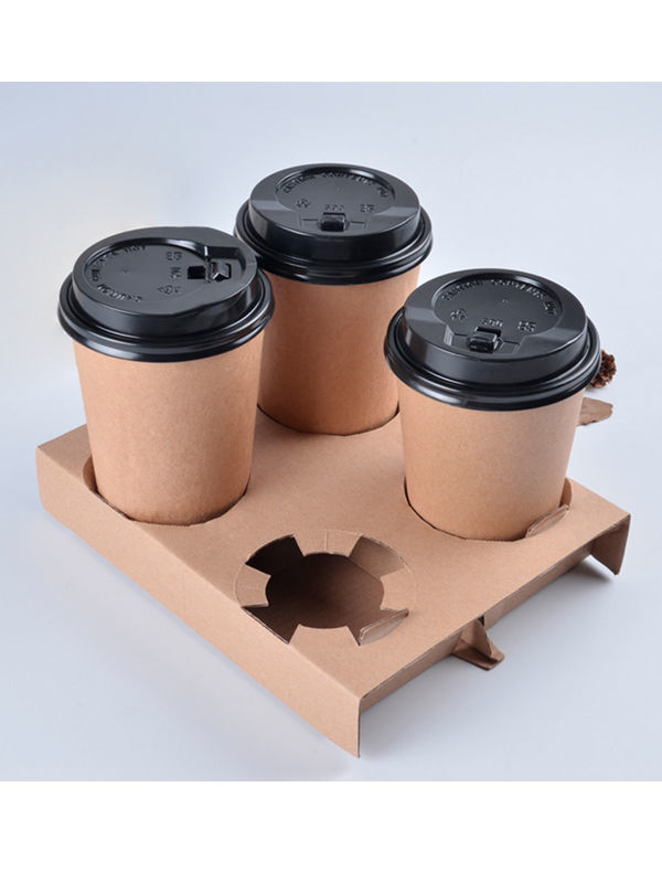 Takeaway 4 Cup Carry Trays Disposable Cardboard Carriers Holders Coffee Tea 