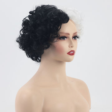 Las pelucas del pelo corto del pelo de Halloween de las mujeres Negro-blancas de las pelucas para Halloween van de fiesta