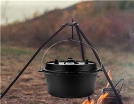 Hot Sale Outdoor Cast Iron 7 PC Campfire Camping Cookware Set Kit - China  Camping and Cookware Set price