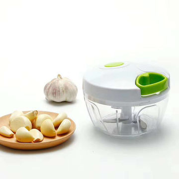 Mini Manual Food Processor Portable Garlic Chopper Grinder Pull String Vegetable Chopper for Veggies, Fruits, Garlic, Onion - White