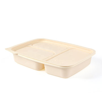 China Disposable corn starch Food Containers With Lids 3 Compartment ...