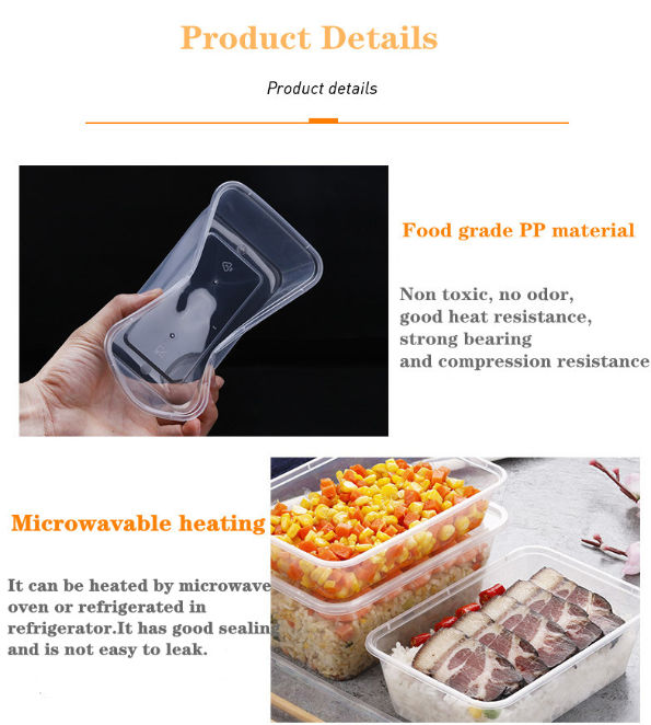 500ml 650ml 750ml 1000ml Black Microwaven Round Disposable Bento Takeaway  PP Plastic Food Container with Lid - China Plastic Food Container and Disposable  Food Container price