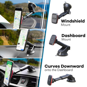 APPS2Car Soporte Magnético Telescópico para Coche con Almohadilla de Gel Fuerte para Tablero - Montaje Universal