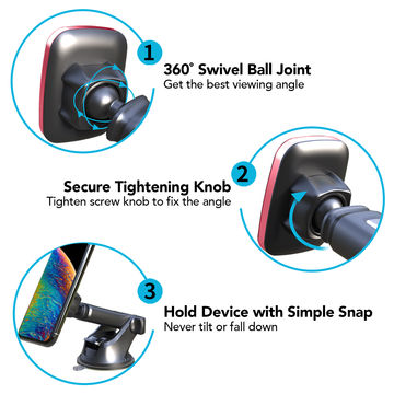 APPS2Car Soporte Magnético Telescópico para Coche con Almohadilla de Gel Fuerte para Tablero - Montaje Universal