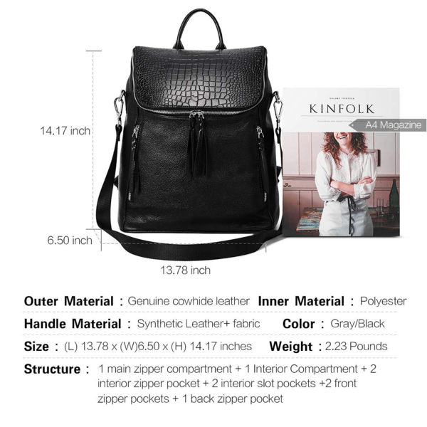 backpack purse with back zipper