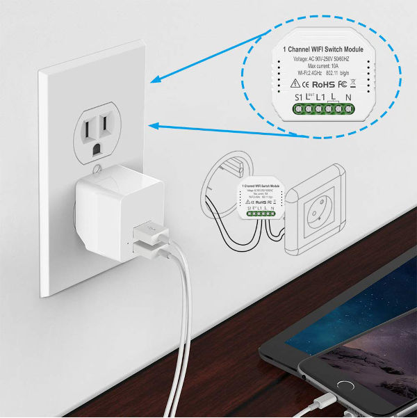 Tuya WiFi 1 Gang/Way Smart Lighting Relay Switch Modules, Support Alexa