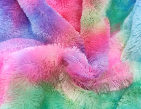 Rainbow Plush Fabric Tie-dye Faux Fur Material Cushion Apparel Bag