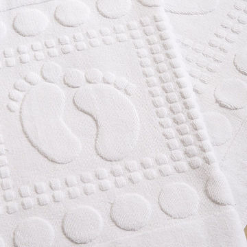 Terry Cloth White Cotton Hotel Bath Floor Mat Bath Foot Towel