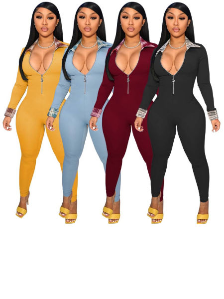 Buy Wholesale China Autumn Ladies Bodycon Rompers Long Sleeve Zipper  Turndown Collar Women One Piece Jumpsuits & Jumpsuit Overalls Oversize  Plus-size at USD 7.3 | Global Sources