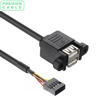 2 Port Panel Mount USB 3.0 (5Gbps) Cable - USB A to Motherboard Header  Cable F/F