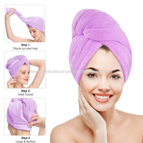 Gorro de cabello seco, toalla de secado rápido del cabello, turbante de  pelo súper absorbente de secado rápido, turbante de baño de microfibra