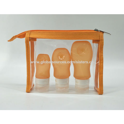 Set de Neceser de Viaje con 3 Botellas de Silicona con Ventosa, Disponible en Varios Colores y Diseños