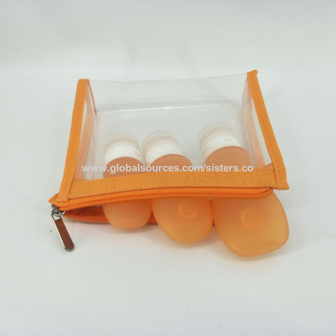Set de Neceser de Viaje con 3 Botellas de Silicona con Ventosa, Disponible en Varios Colores y Diseños