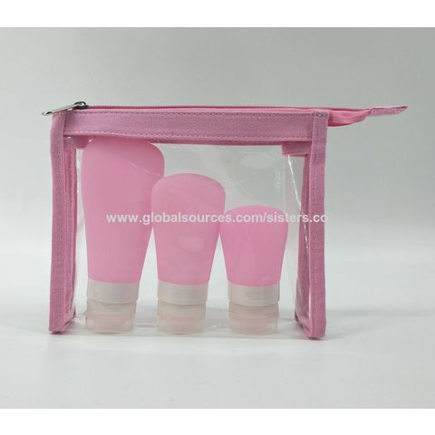 Set de Neceser de Viaje con 3 Botellas de Silicona con Ventosa, Disponible en Varios Colores y Diseños