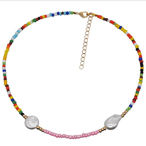 Retail Handmade Stylish White Nylon Mesh Tubing Multicoloured Beads Choker, Necklace, Luxury Jewellery, Popular Jewelry, Unusual Design