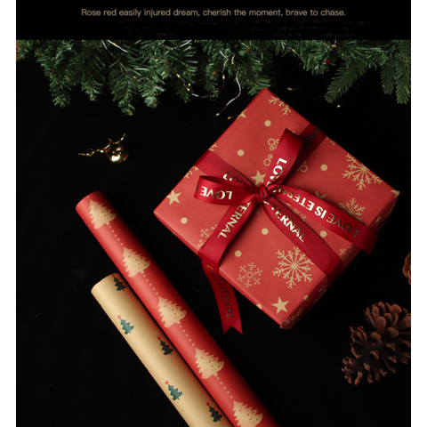 Stock Christmas Gift Decoration China Manufacturer Cmyk Printing Boutique Brown  Kraft Wrapping Paper - China Gift Paper, Wrapping Paper