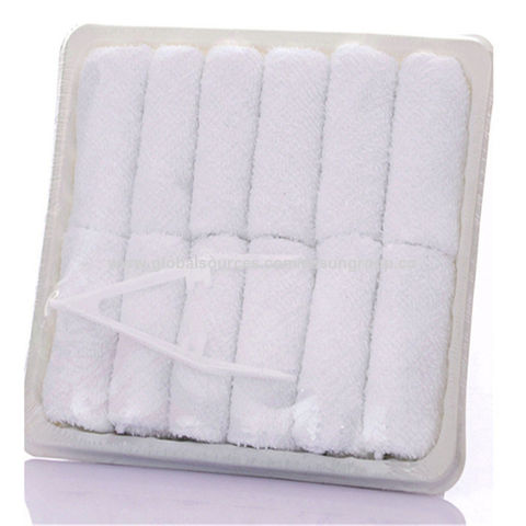 100% Cotton Square Mini White Face Towels for Hotel or Airline