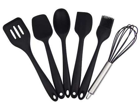 Kitchen Utensils Set L. Gray Silicone Cooking Utensils, Non-stick Kitchen  Utensil Set, Wooden Handle Non Toxic BPA Free, Silicone Utensils for  Cooking