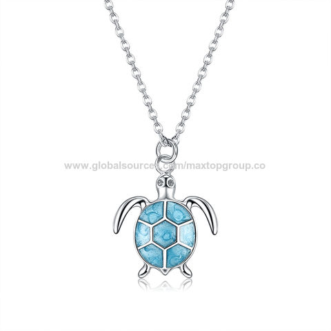 Zirkon Halskette S925 Sterling Silber Anhänger Halskette für Damen Lebhafte Schildkröte Ozean Feiner Schmuck