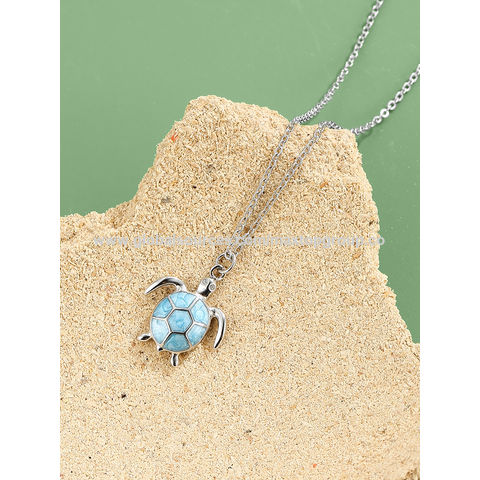 Zirkon Halskette S925 Sterling Silber Anhänger Halskette für Damen Lebhafte Schildkröte Ozean Feiner Schmuck