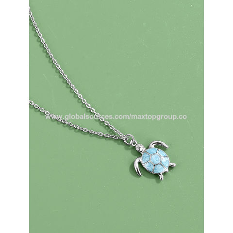 Zirkon Halskette S925 Sterling Silber Anhänger Halskette für Damen Lebhafte Schildkröte Ozean Feiner Schmuck