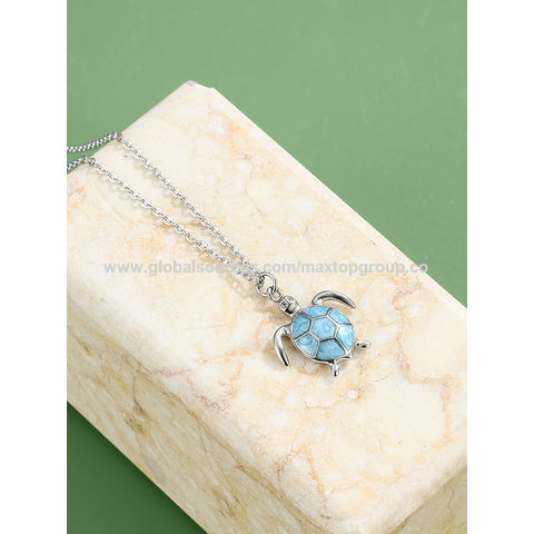 Zirkon Halskette S925 Sterling Silber Anhänger Halskette für Damen Lebhafte Schildkröte Ozean Feiner Schmuck