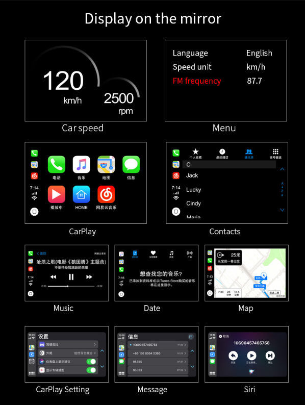 2020 Hot and Popular HUD Car Head Up Display,compatible with Carplay and Android smart phone supplier