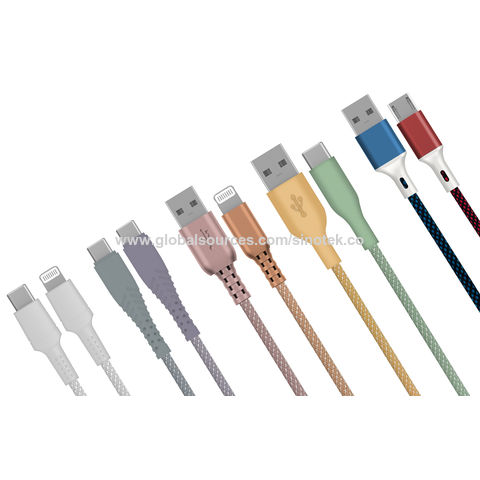 3A Fast charging USB C - USB C Charging/Data cable Multi-color Nylon braided