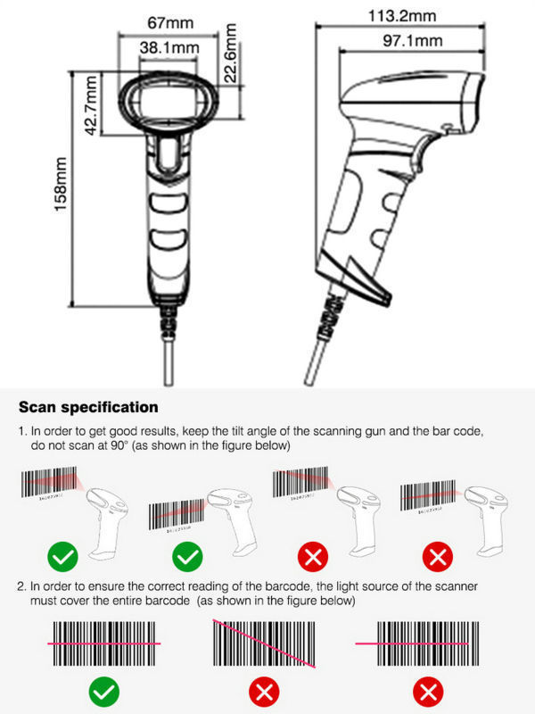 China 2021 New Perfect 2D QR Code Hand Held Barcode Scanner Barcode Reader For Pos System HS