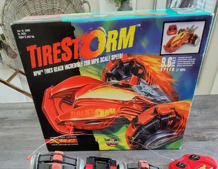 2 remote control 1995 shops red Kenner XRc Tirestorm X27 cars.