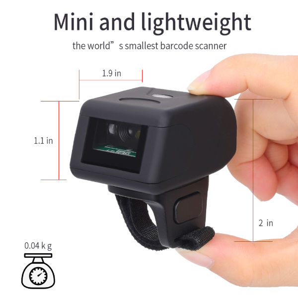 China Portable Wearable Mini Finger Bar Code Reader Compatible with BT ...
