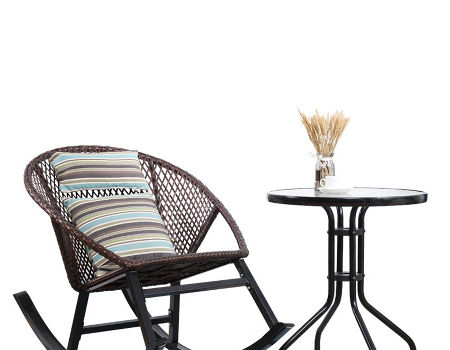 Rattan rocking chair balcony courtyard leisure rocking outdoor furniture garden chairs table supplier