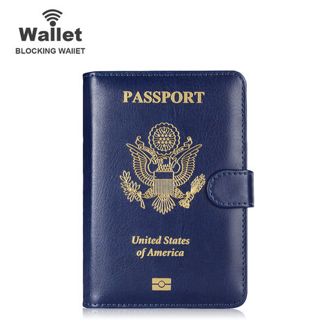 Blue convenient Pu Leather Passport Cover Business Case Fashion Designer  Credit Card Holder Passport Holder