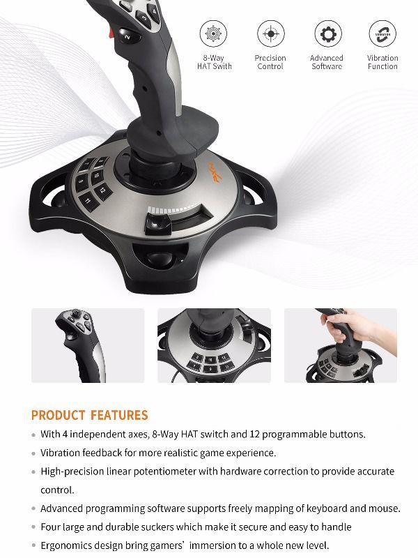 Pxn-2113 Usb Flight Stick Pc Joystick Controller Simulateur Gamepad Wired  Gaming Control