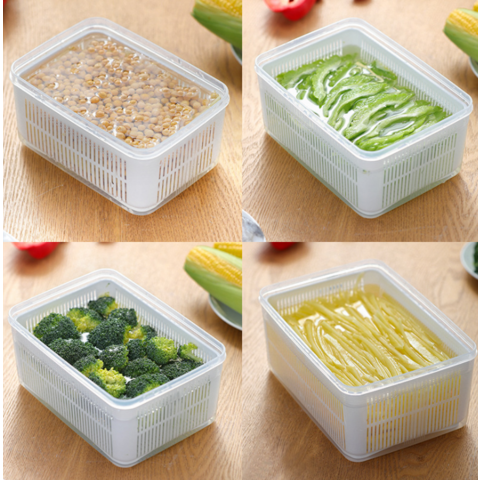 Refrigerator Storage Box Vegetable Fruit Storage Box Fridge Organizer Onion  Ginger Crisper Sealed Microwavable Food Container