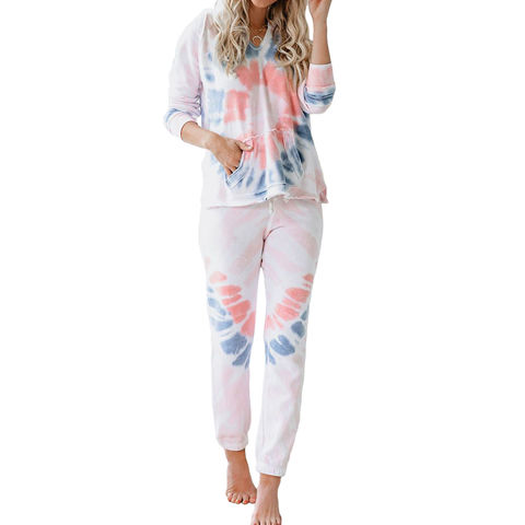 Buy Wholesale China Loungewear Hoodie Joggers Cotton Blend Tie Dye