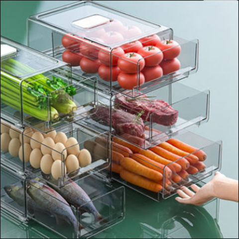 Set of 7 Refrigerator Organizer Bins, Vtopmart Fruit Containers for Fridge  with Drain Tray for Vegetables, Food, Drinks