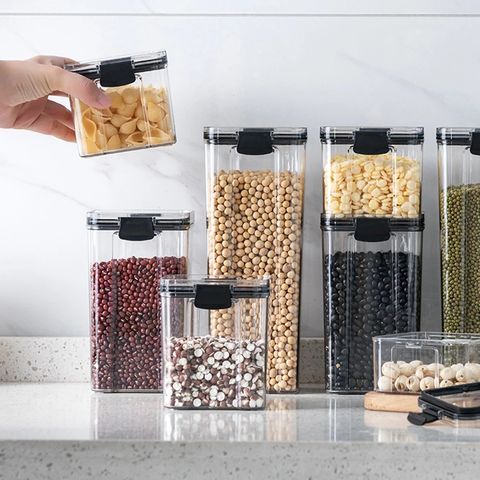 Basics - 10 contenedores herméticos cuadrados para almacenamiento de  alimentos, productos para la organización de la cocina, plástico sin BPA