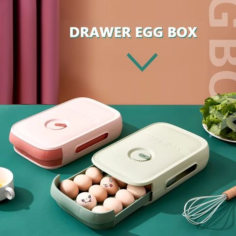 Egg Holder for Refrigerator 24 Grid,Drawer Type Egg Storage Box Plastic Egg  Fresh Storage Container Egg Organizer Case for Fridge