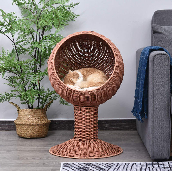 Round wicker hot sale cat bed