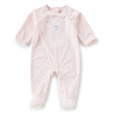 China Baby long sleeve footed coverall, partial snap back and snap leg ...