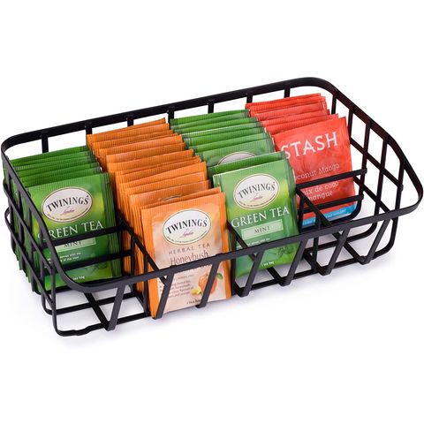 Clear Plastic Storage Bins, 4-compartment Tea Bag Storage,divided