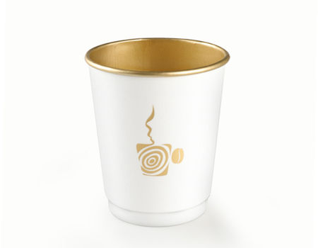 China Disposable 8oz gold foil paper insulated Double wall coffee cup ...